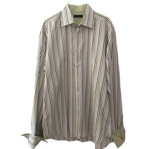 Ted Baker Archive Button Down Dress Shirt Striped Flip Cuffs Size 17